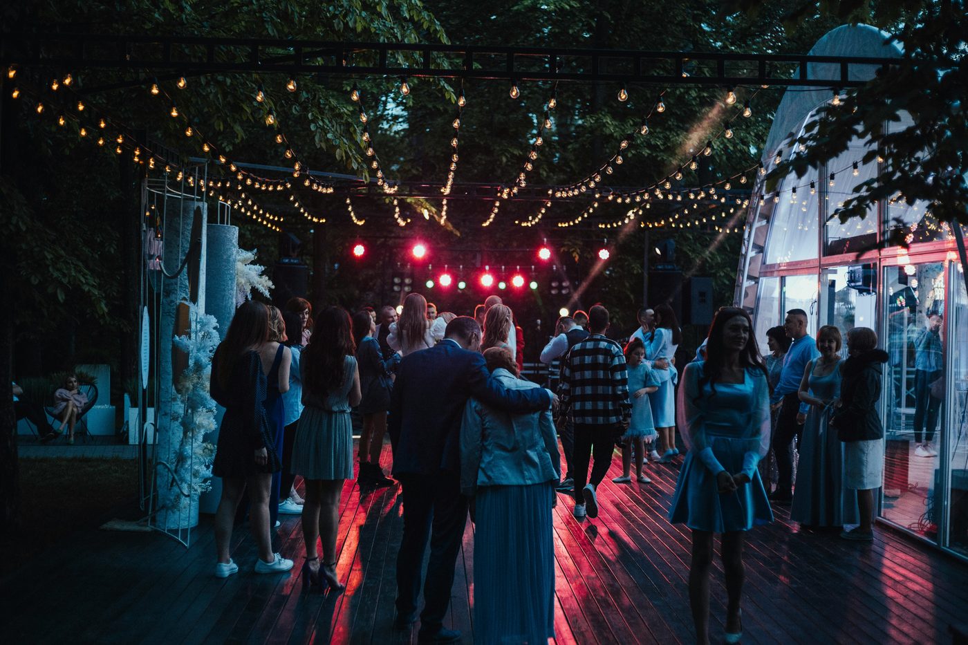 Garden party at night