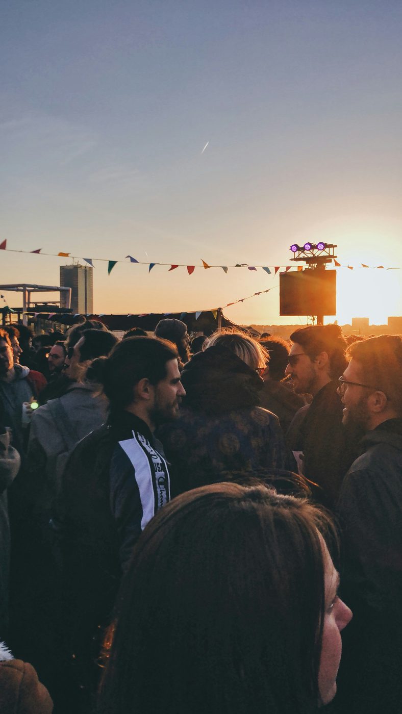 Rooftop sunset gathering